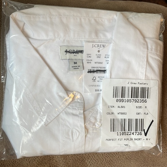 JCrew Factory Women M Button-up cotton poplin shirt in signature fit White AL501 - Picture 4 of 4